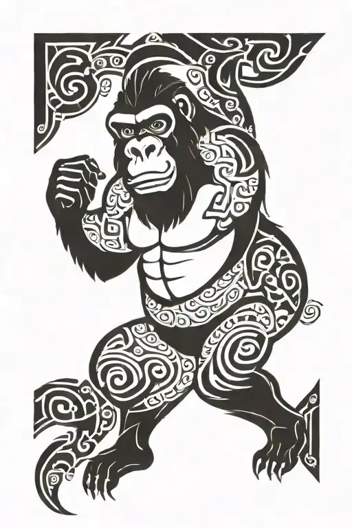 Fiji And Maori Tattoo Design Featuring A Gorilla