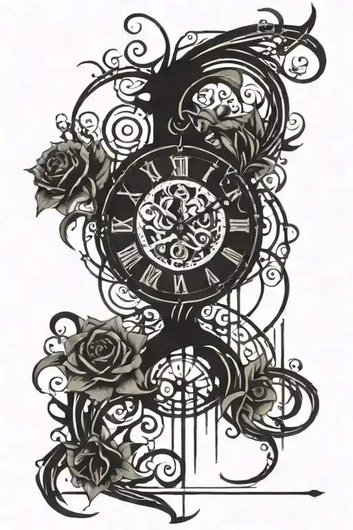 Caged Demon Broken Clock With Flowers