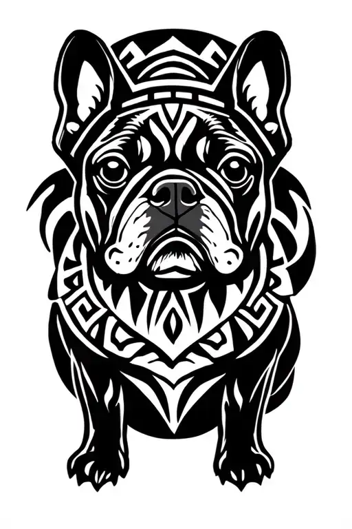 Aztec Style French Bulldog Shoulder Tattoo Design