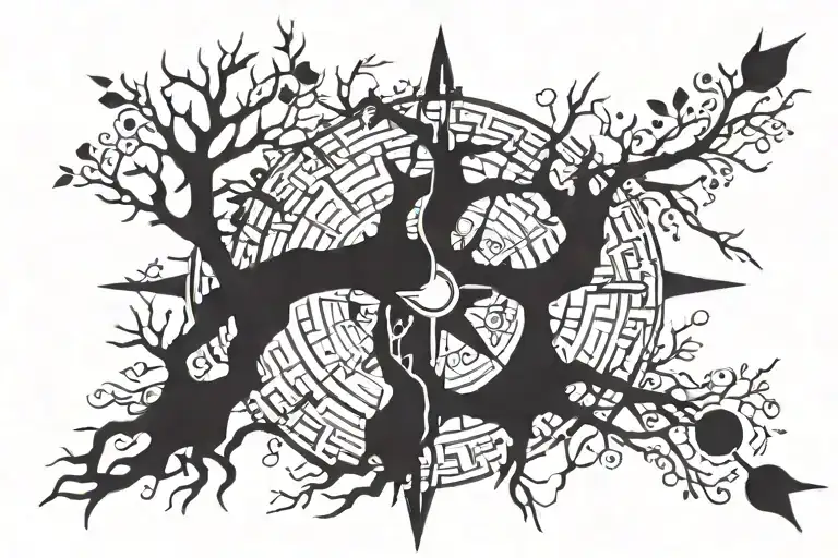 A Tree With Roots That Make A Compass