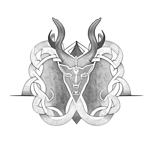 Tree Of Life With Three Horns Of Odin In The Branches