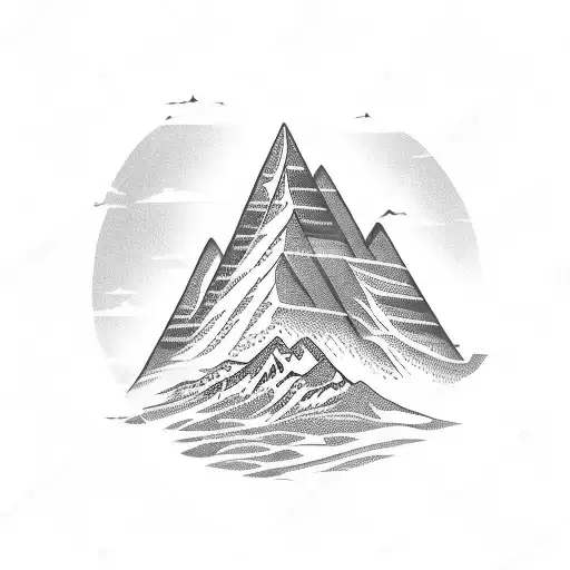 A Mountain Landscape With A Musical Staff As The Horizon