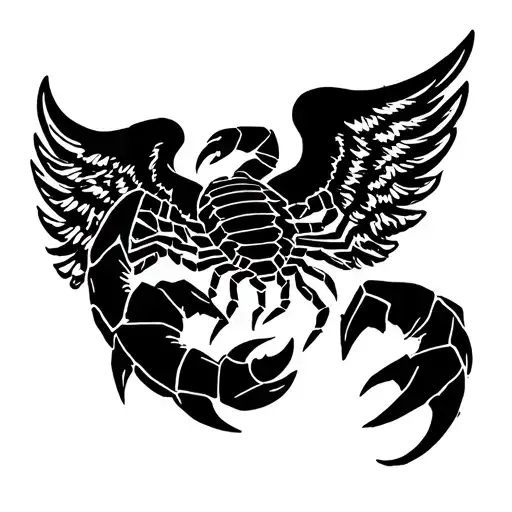 Scorpions Symbol Arm To Hand With Mystic Greek Style Wirh Angel Wings