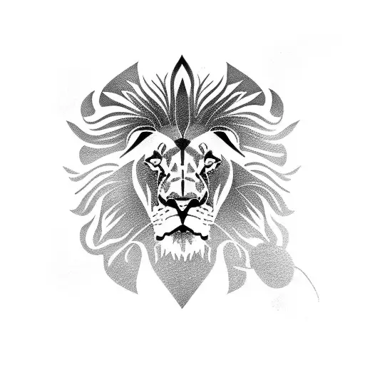 Male Lion In Middle And 4 Cubs As Sun Rays