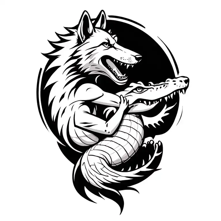 Wolf And Crocodile Holding