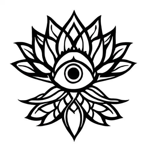 Lotus Flower And Third Eye Chakra Symbol Intertwined