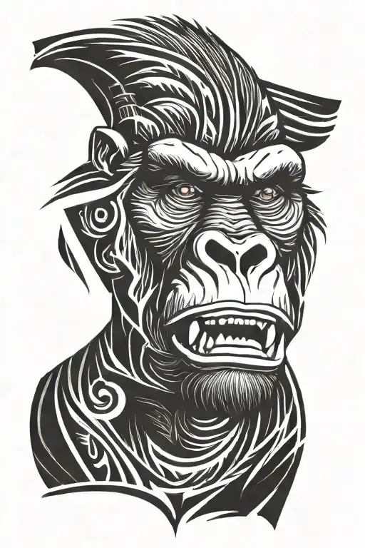 Angry Gorilla Face Tattoo Design