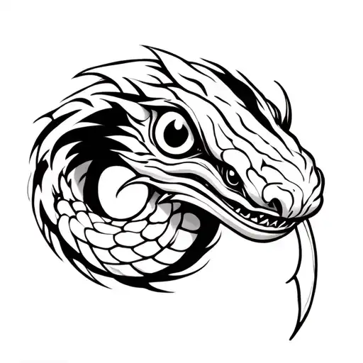 Drinking White Snake With Eyes