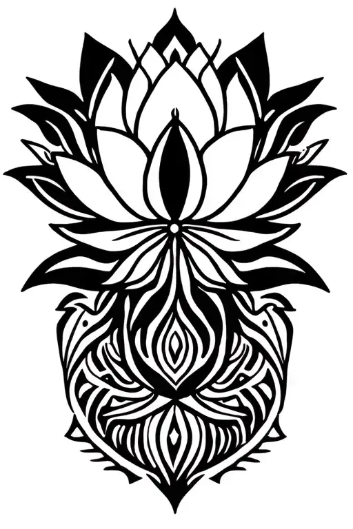 Lotus Flower Mandala Design Incorporating Symbols