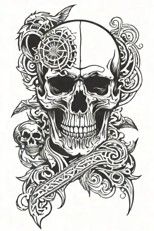 Skull And Army Sleeve Tattoo Design