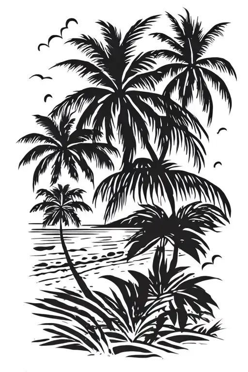Acapulco Beach Scene With Palm
