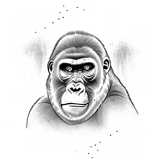 An Gorilla Who Looks In The Water And Seems Himself To Be A Monkey