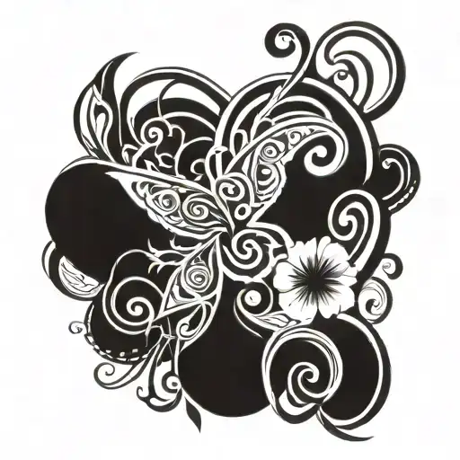 Puerto Rican Symbol With Flowers Around It And Musical Theme