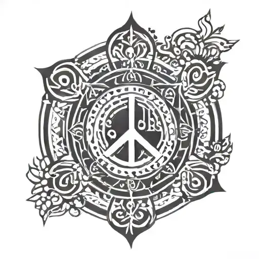Resiliance & Peace Symbol Mandala Design Incorporating Elements