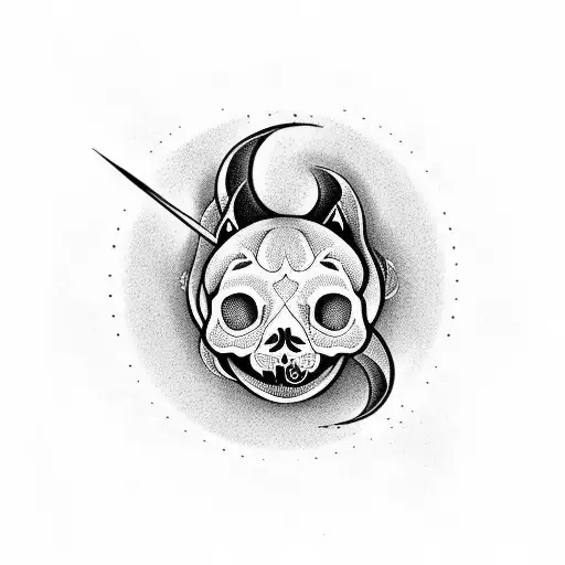 A Ying Yang Cat Skull That Listen Classic Music