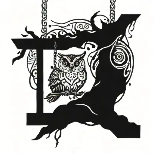 Owl And Tree And Swing