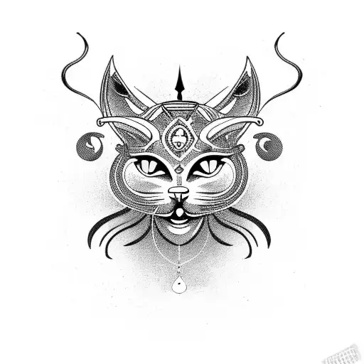 Black Cat Combined With A Capricorn Zodiac Sign