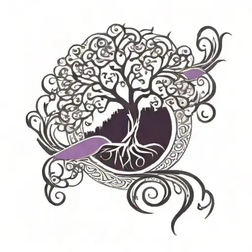 Tree Of Life And Purple Ribbon