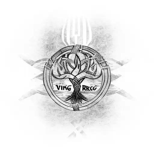 Viking Life Tree With Runestones In The Braches And Roots