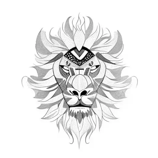 Negative Space Lion With Flaming Mane