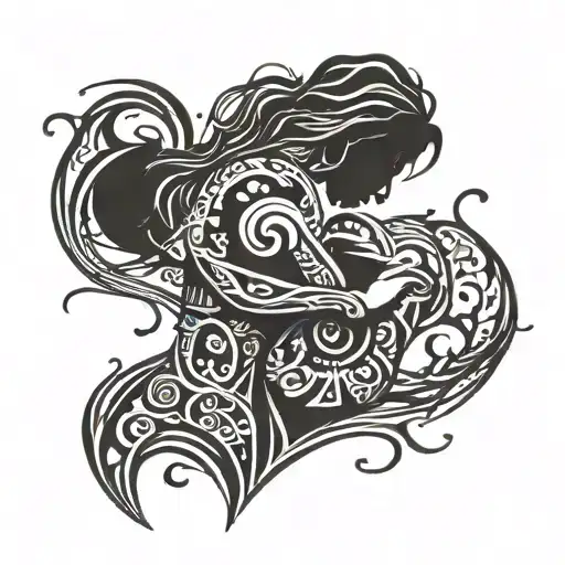 Son And Mother Hugging Itself Surrounded My Music Notes