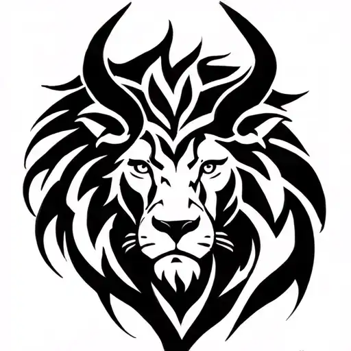Can You Create A Tattoo For The Shoulder With The Head Of A Lion And One Of A Bull