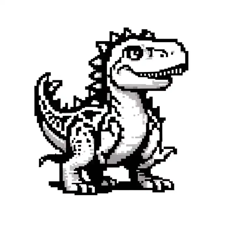Little Dinosaur In The Pixel Style Of Anime