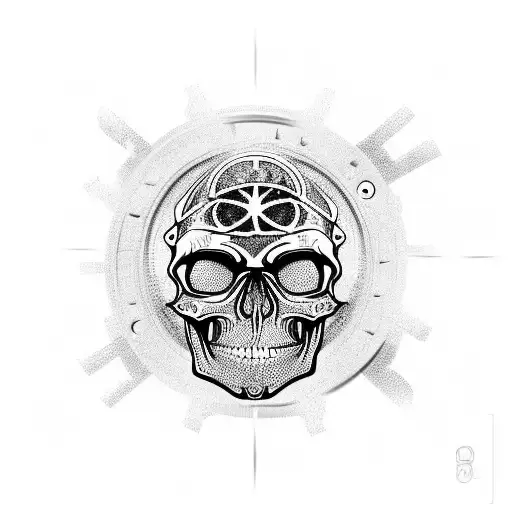 Mechanicus Skull With Cogs Tearing Through Skin