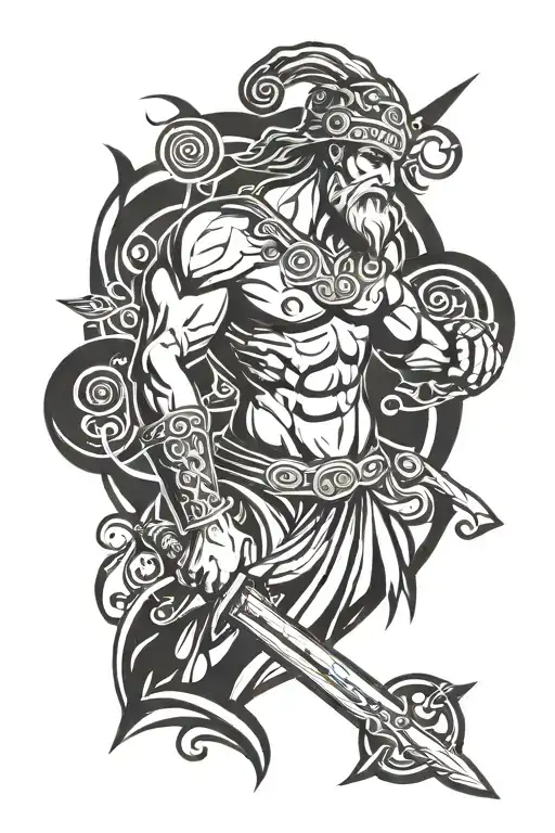 Greek God Holding Sword