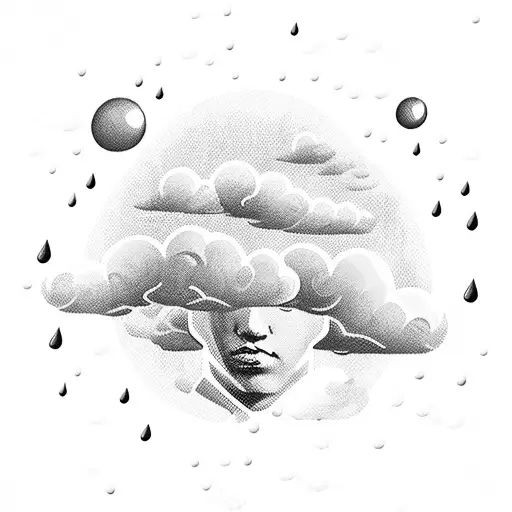 Man Rest In Cloud With Rain
