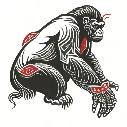 Silver Back Gorilla With Red Diamond Shape Tatto On Left Shoulder