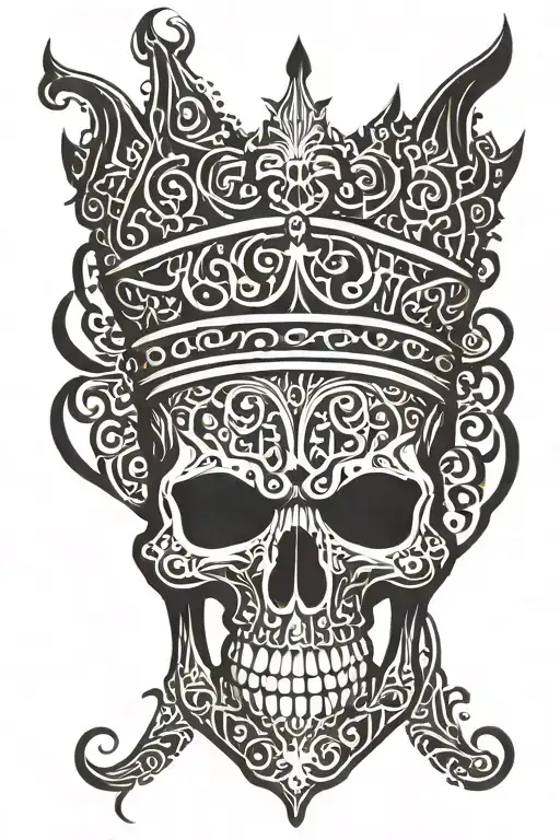 Arabic Calligraphy Representing Skull Wearing A Crown