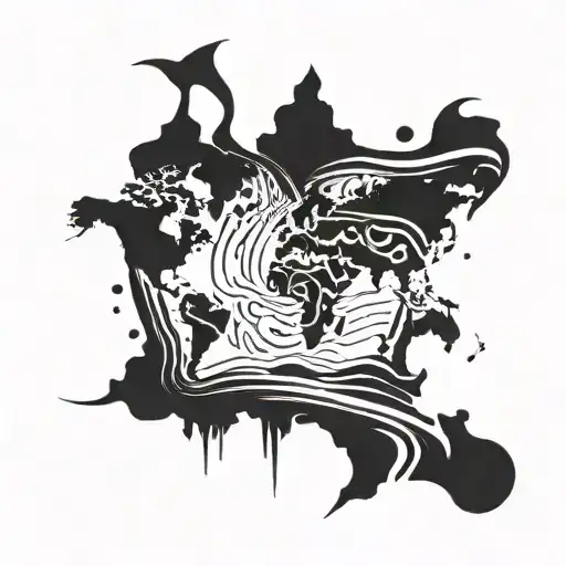 World Map Floating In Water