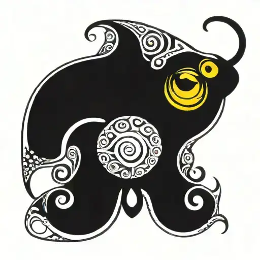 Black Squid With 3 Yellow Eyes