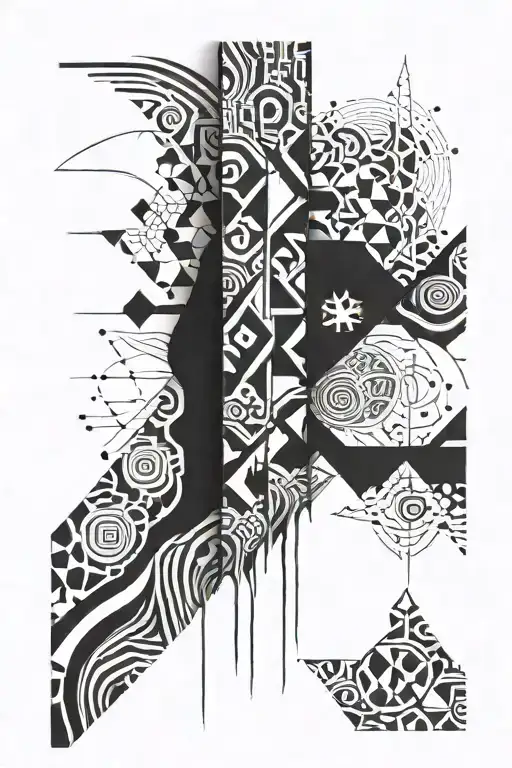 Liquid Geo Pattern Black And White Masculine Leg Sleeve