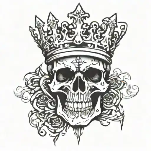 Skull Throne Wearing A Crown