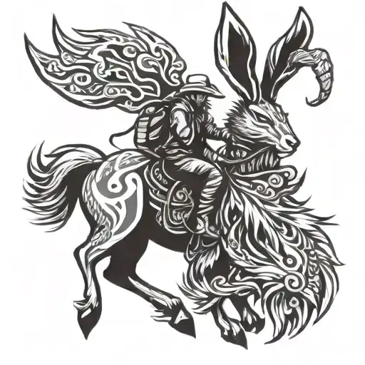 Cowboy Riding Jackalope