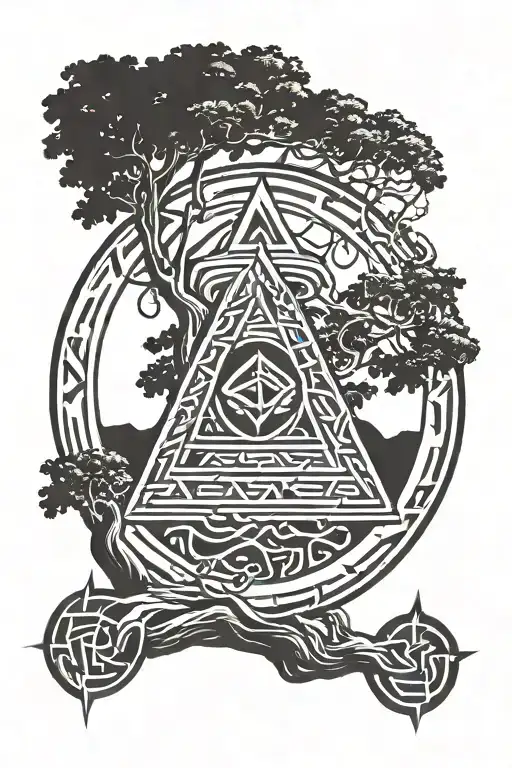 Yggdrasil Hammer Of Thor Zen Circle Valknut Symbol
