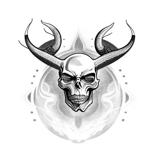 Burning Skull With Horns