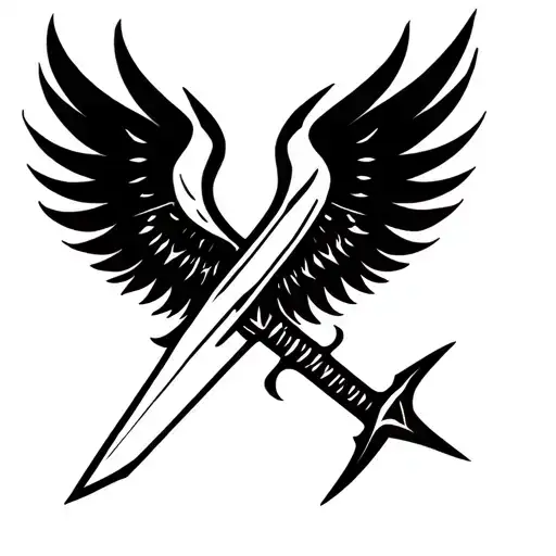 Dark Angle Wings And Sword