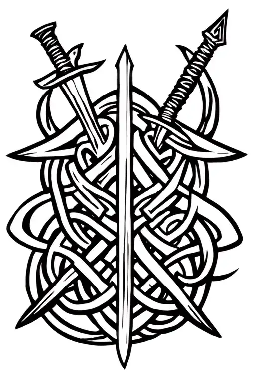 Celtic Knot Design Incorporating Sword Surrounded