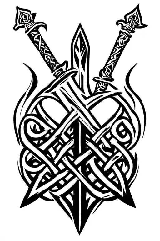 Celtic Knot Design Incorporating Sword Surrounded