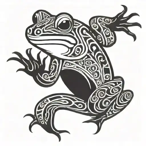 African Clawed Frog Swirly Tribal Tattoo Design