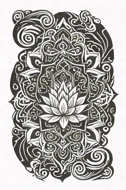 Unalome Symbol With Lotus