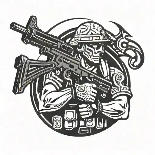 Soldier Holding A Gun