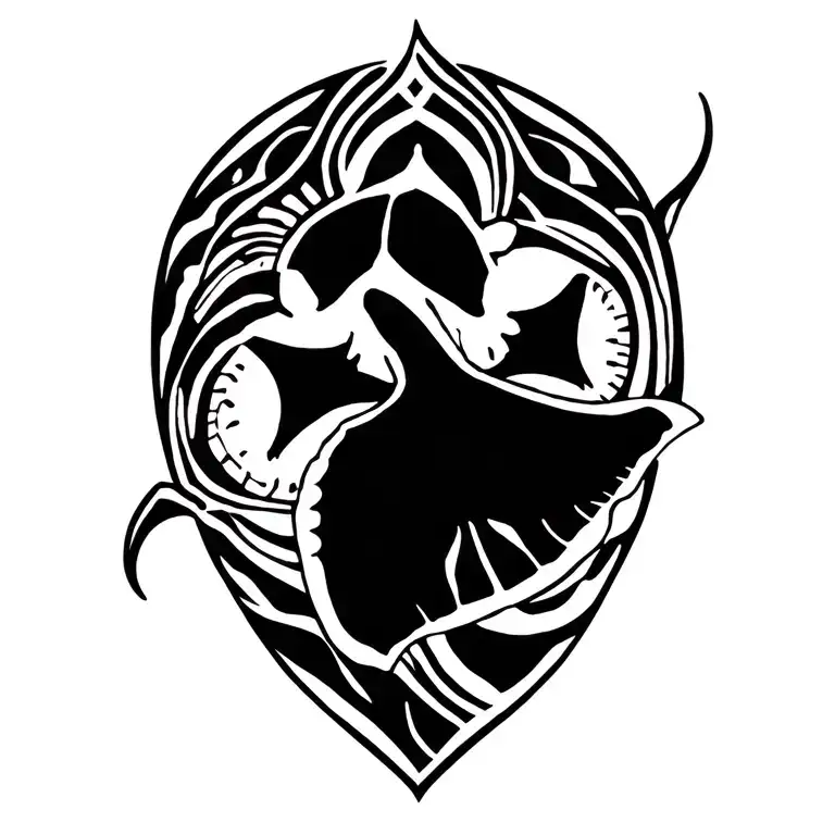 Mayan Themed Manta Ray And Turtle Swimming