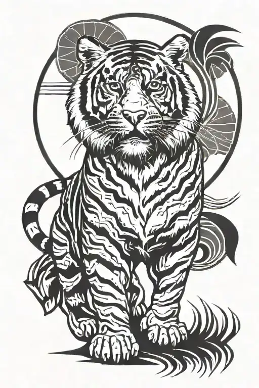 Injured Tiger Standing Proudly Towards The Sun