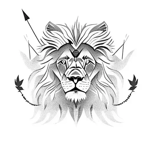 Lion Heads And Wolf Heads Wrapped Arouund The Forearm And Spears Popping Out