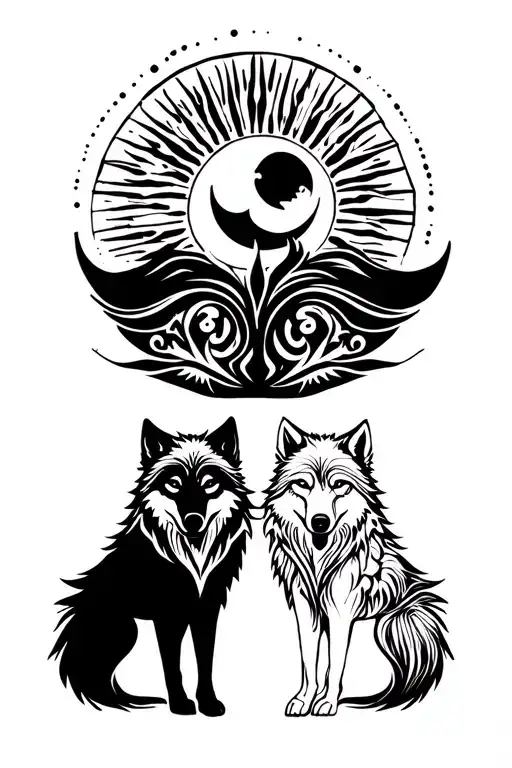 Two Wolves Alone With The Sun Second With The Moon Steamed