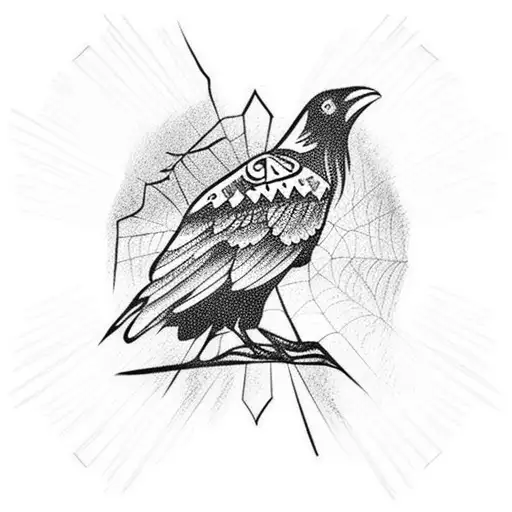 Raven With Spiderweb